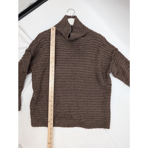 Aerie Open Weave Wool Blend Mock Neck Sweater Chocolate Brown Cold Weather XS - Picture 6 of 6